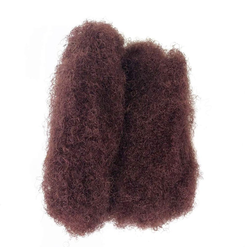 YONNA Tight Afro Kinky Bulk For DreadLocks,Twist Braids Human Hair Deep Dark Auburn #35 8inch - Image 4